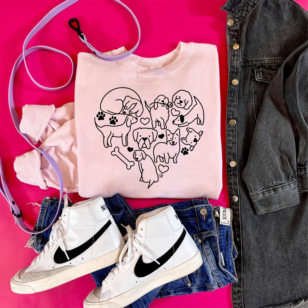 Doodled Heart Dogs Sweatshirt | DP1013 | SS