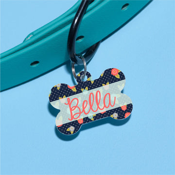 Coral Tiny Floral Pet ID Tag - The Dapper Paw