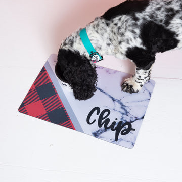 Red Plaid + Marble Placemat - The Dapper Paw