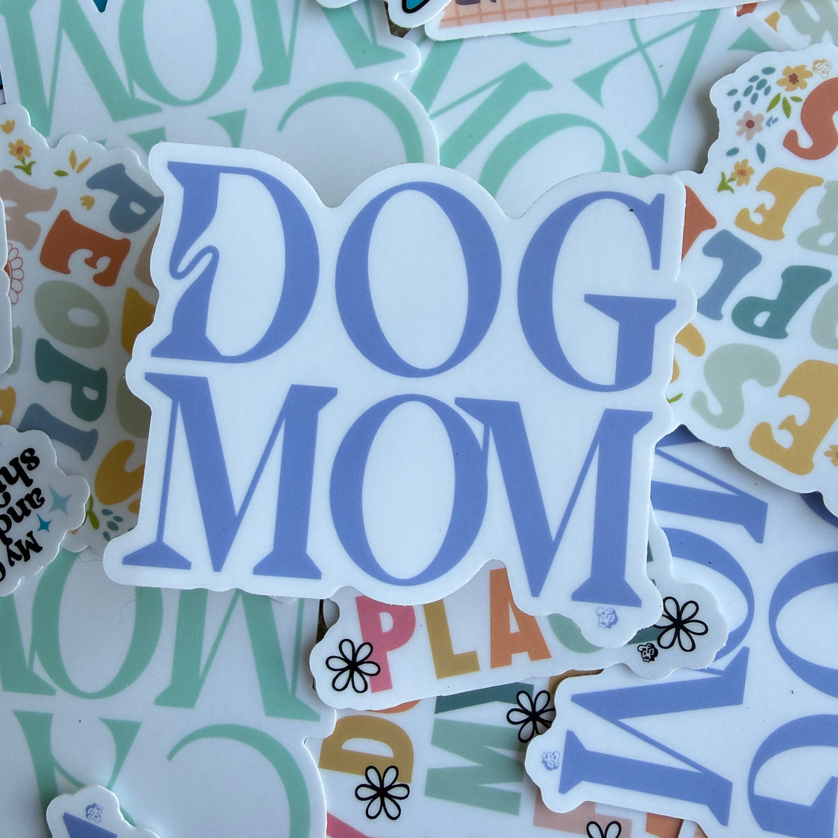 Periwinkle Dog Mom Die Cut Sticker