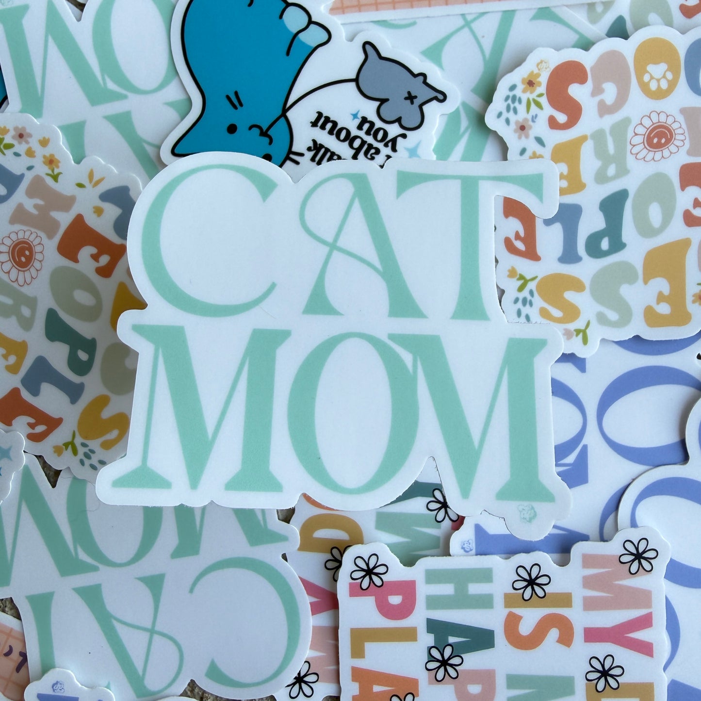 Mint Cat Mom Die Cut Sticker