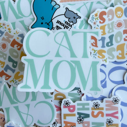 Mint Cat Mom Die Cut Sticker