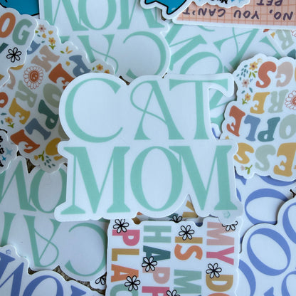 Mint Cat Mom Die Cut Sticker