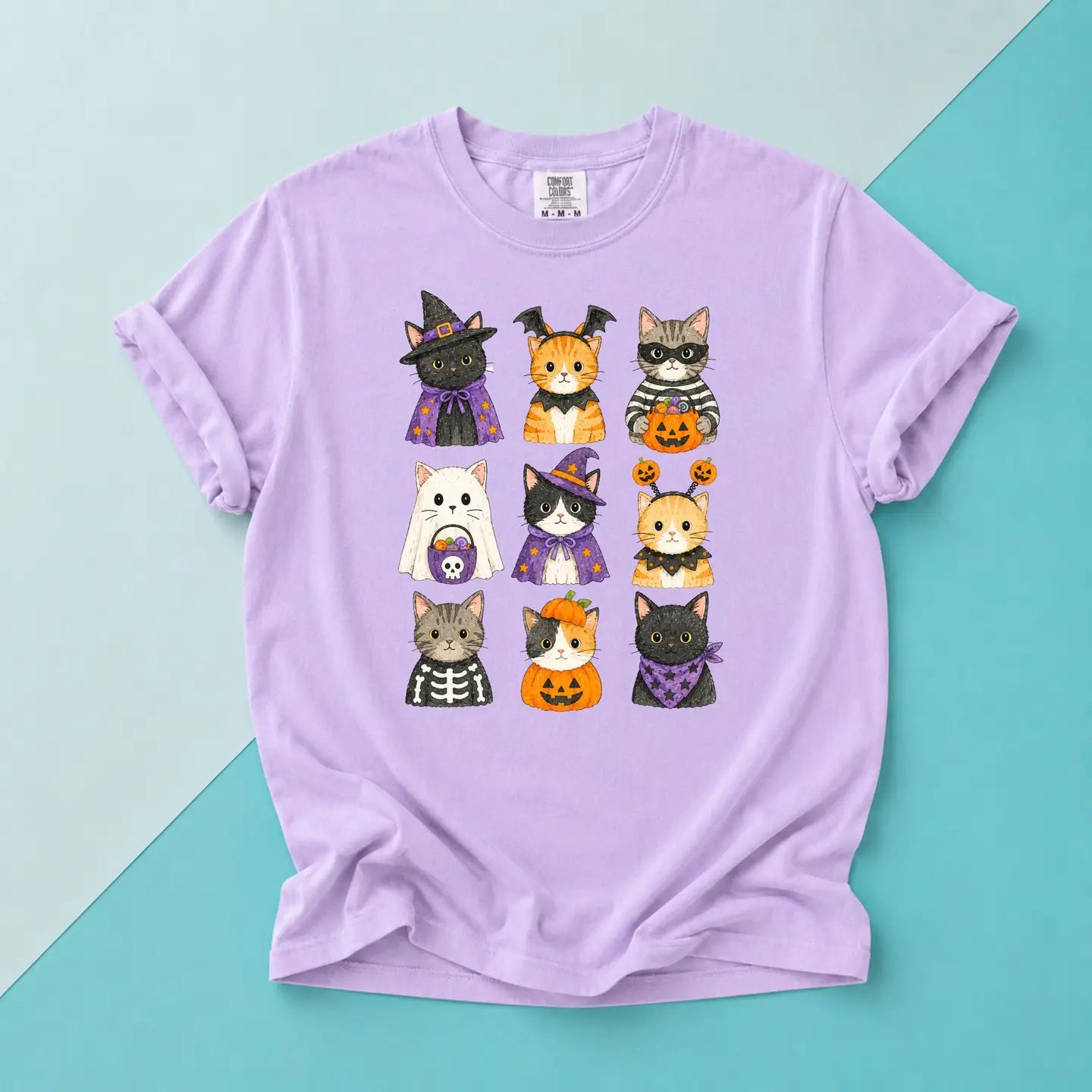 Cute Halloween Cats Tee (Orchid) | DP1306