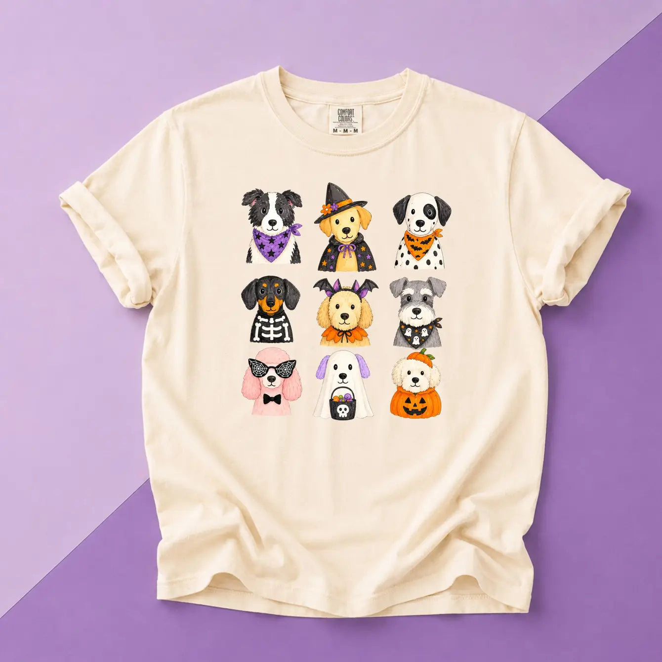 Cute Halloween Dogs Tee (Ivory) | DP1307
