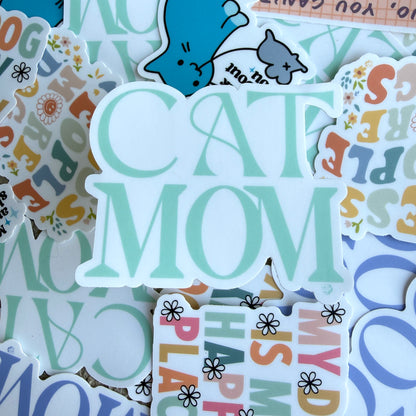 Mint Cat Mom Die Cut Sticker