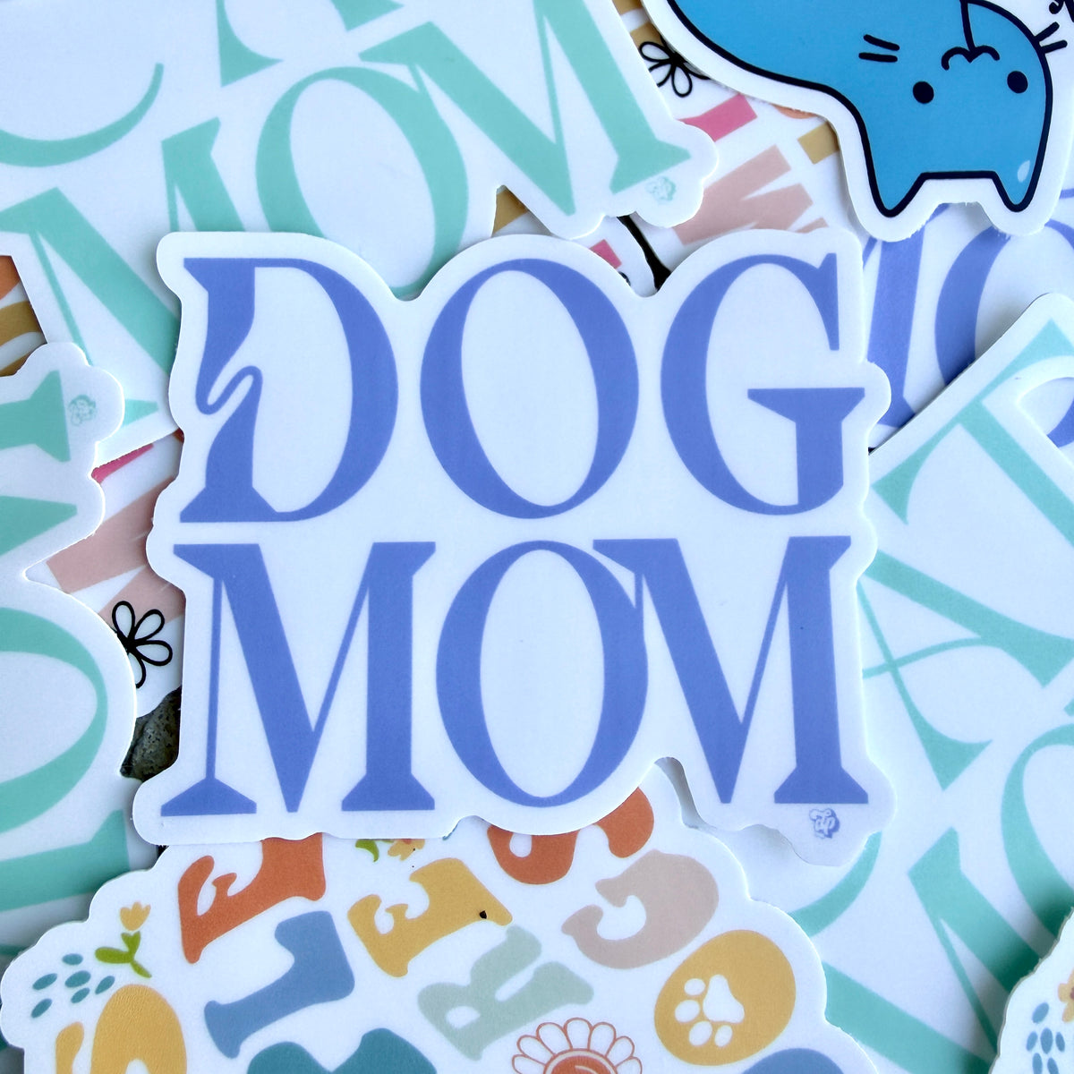 Periwinkle Dog Mom Die Cut Sticker