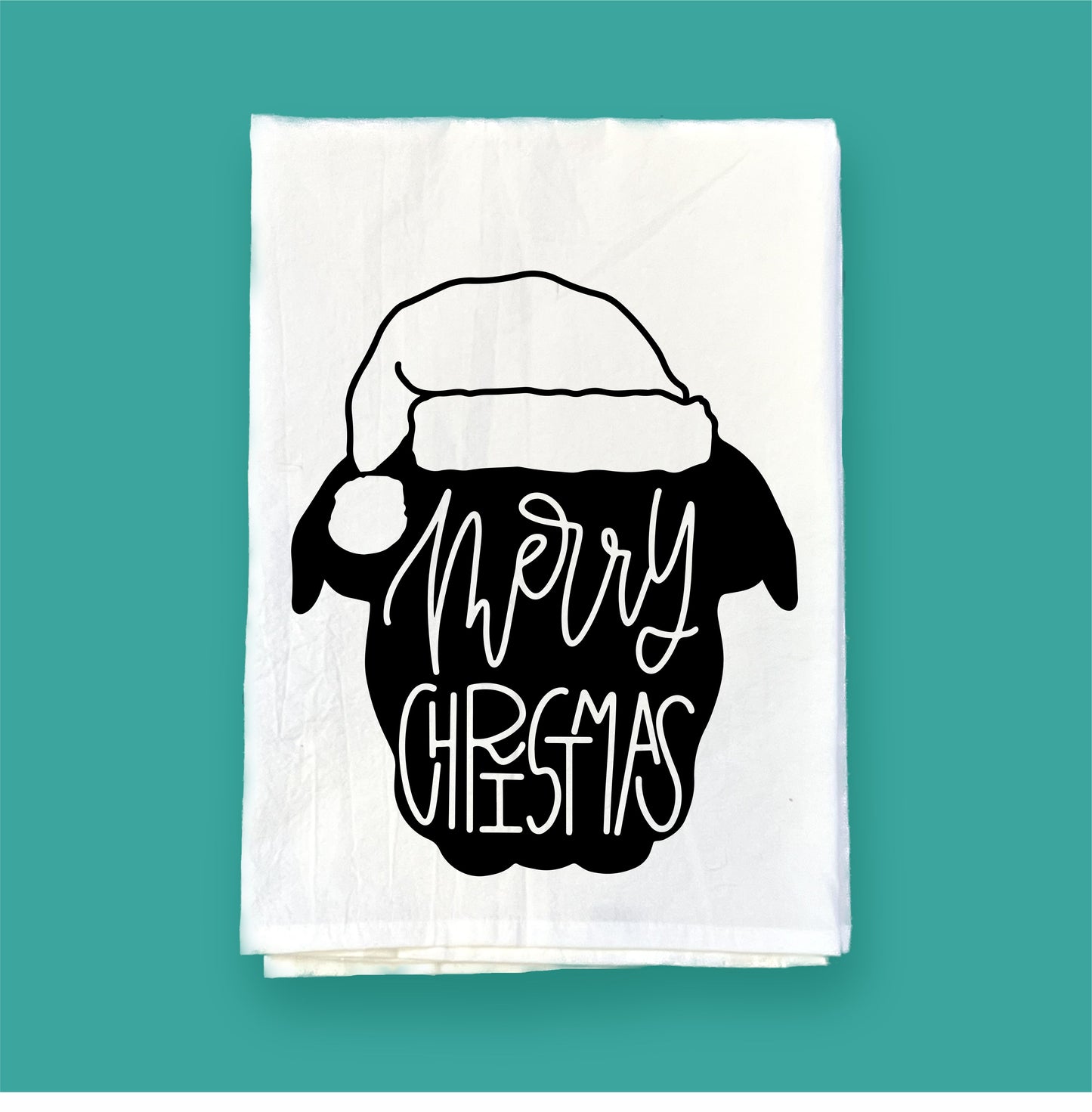 Merry Christmas Pup Face | Flour Sack Towel | DKT017