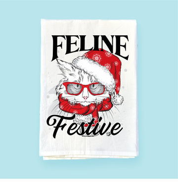 Feline Festive | Flour Sack Towel | DKT025