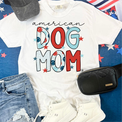 Doodled American Dog Mom Tee | DP1155