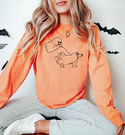 Ghost Walking Dog Tee | Halloween Tee | DP1182 - The Dapper Paw