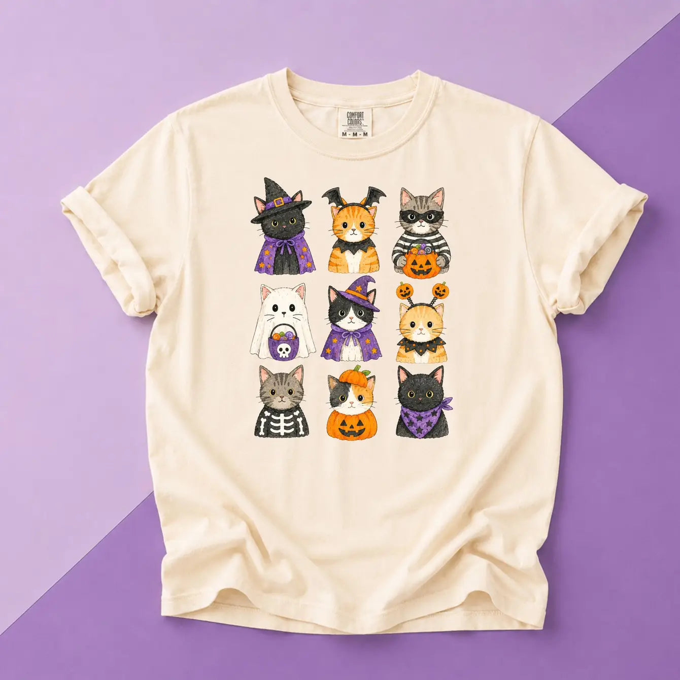 Cute Halloween Cats Tee (Ivory) | DP1306