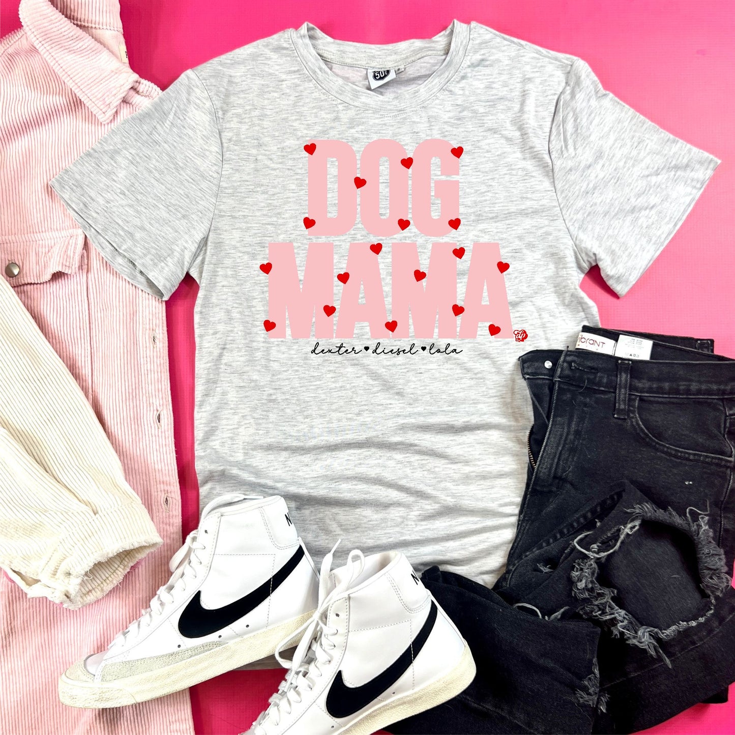 Custom Dog Mama (Dog Names) Tee | Valentine | DP1218