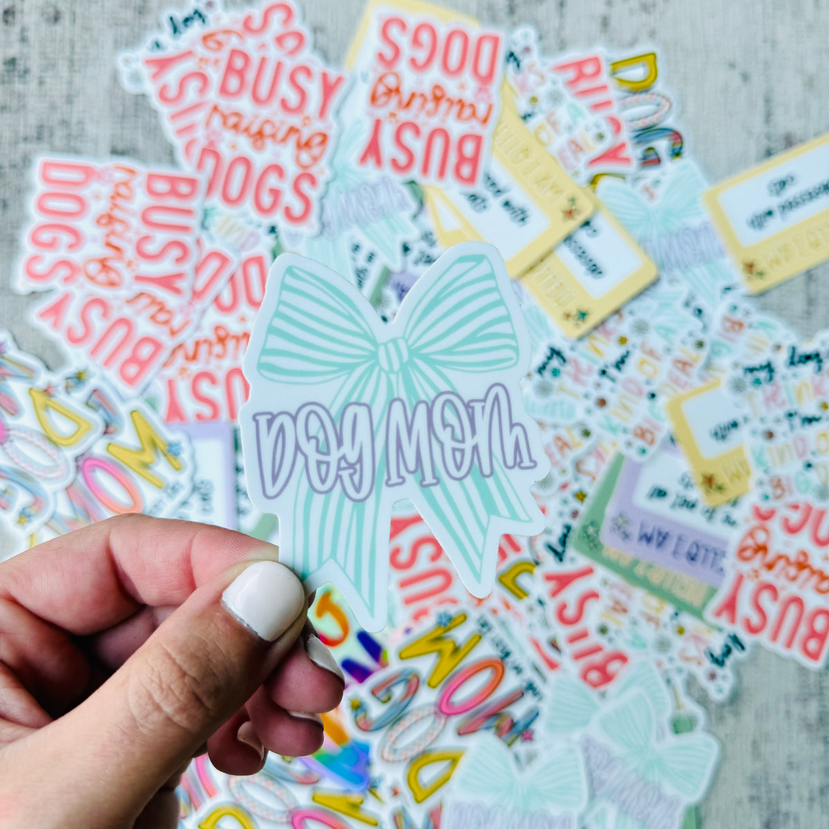 Classy Bow Dog Mom Die Cut Sticker