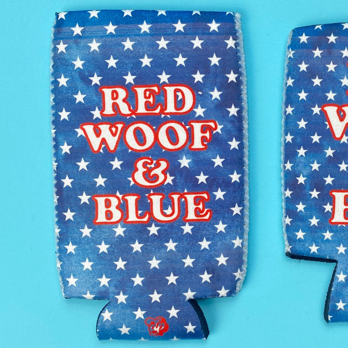 Red Woof & Blue Can Cooler