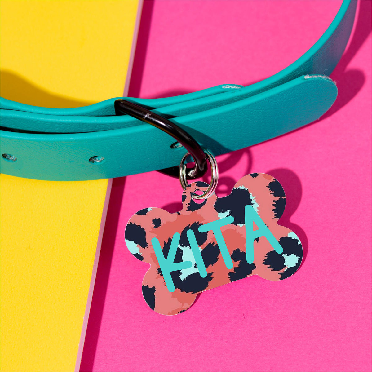 Aqua Leopard Pet ID Tag - The Dapper Paw