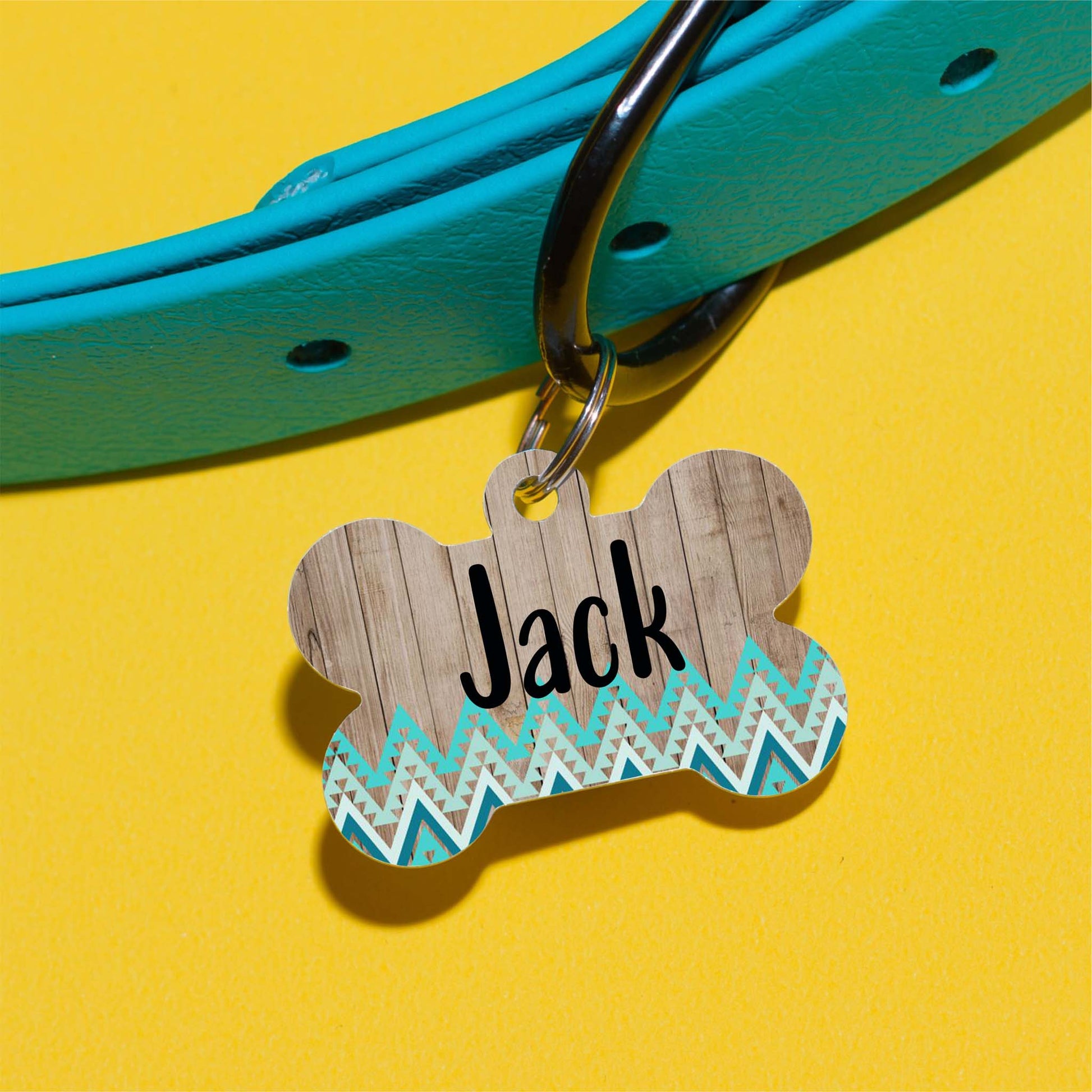 Aqua Tribal Cross Pet ID Tag - The Dapper Paw