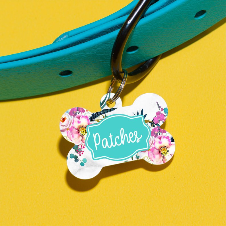 Bright Feather Floral Pet ID Tag - The Dapper Paw