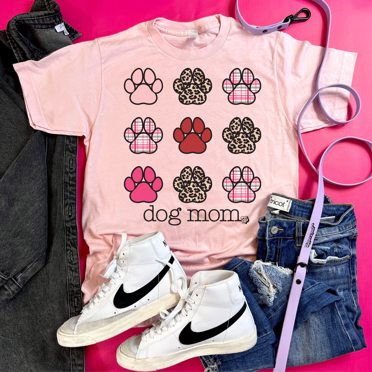 Plaid and Leopard Paw Prints | DP1004 | TEE