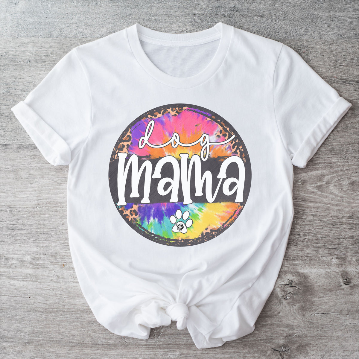 Tie Dye Round Dog Mama Tee | DP1082