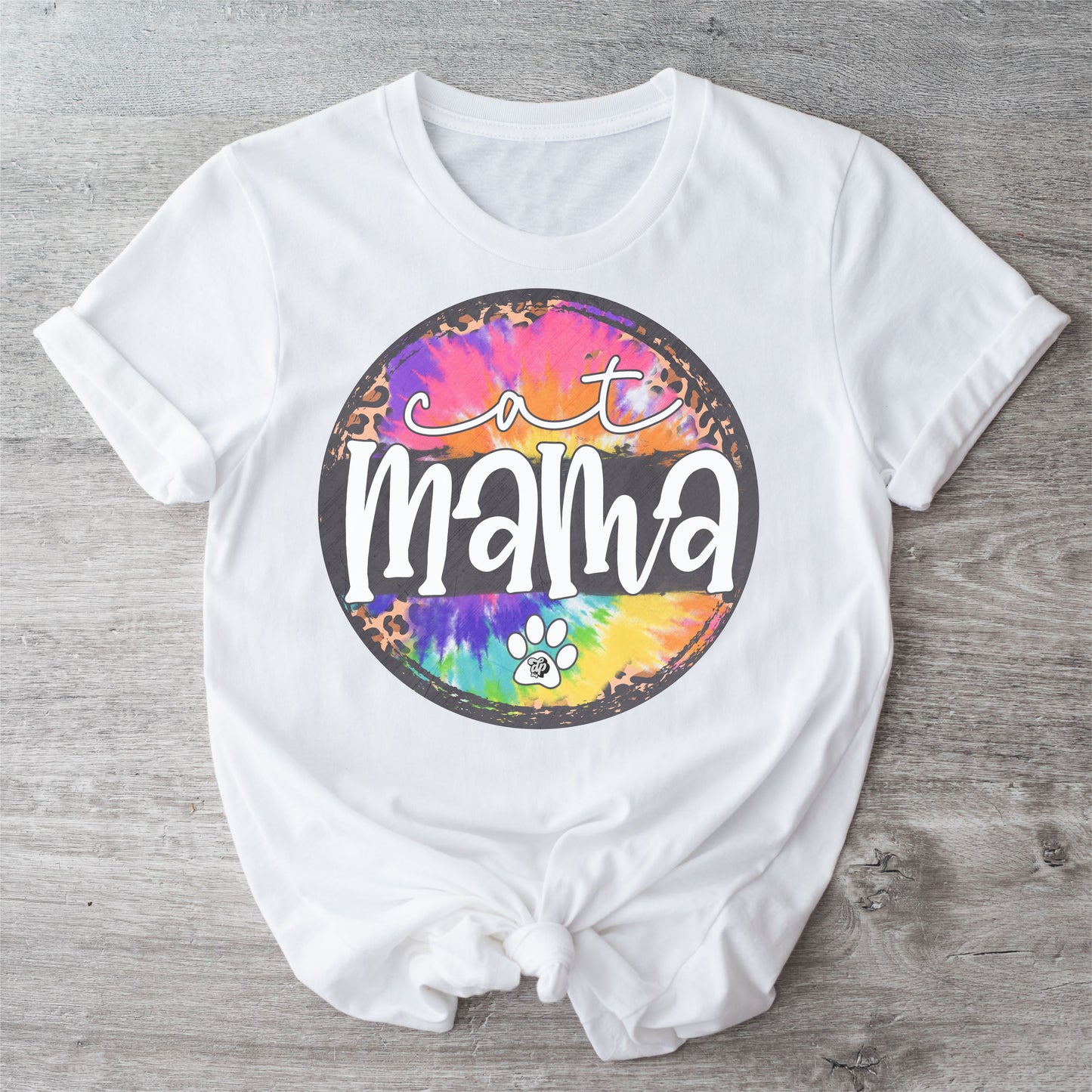 Tie Dye Round Cat Mama Tee | DP1083