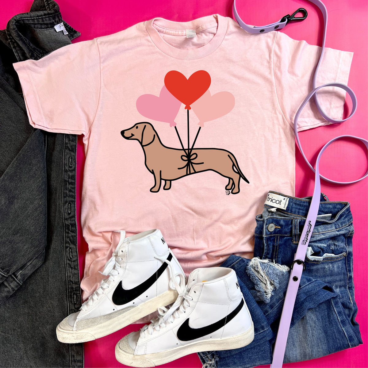 Dachshund Heart Balloons Tee | DP1011 | TEE
