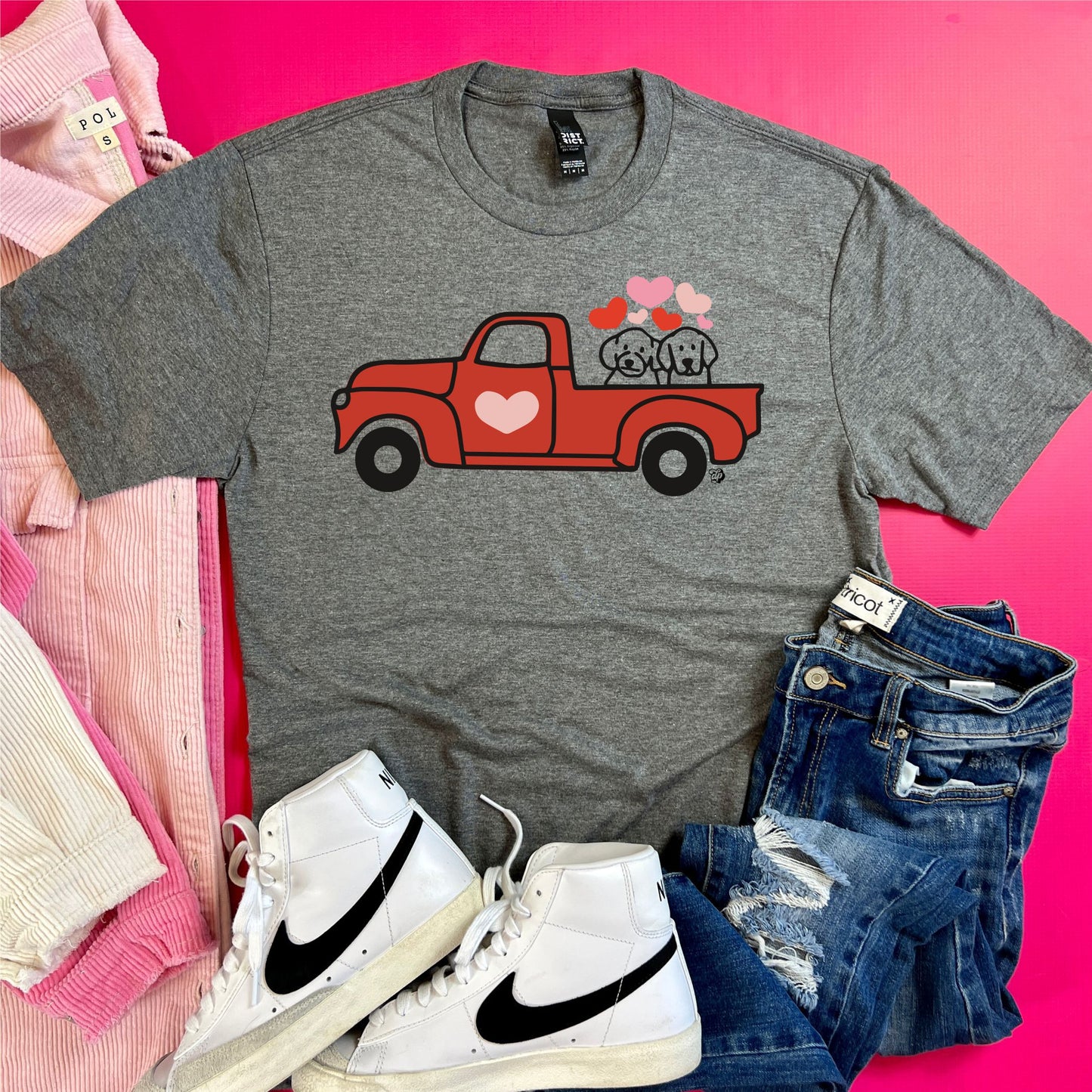 Red Truck Pups Tee | DP1012 | TEE