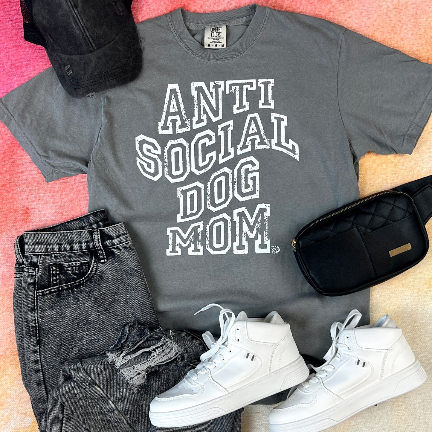 Anti Social Dog Mom Distressed Tee