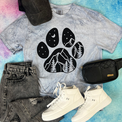 Mountain Paw Print Colorblast Tee