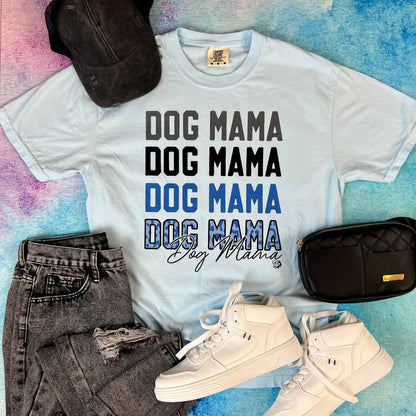 Dog Mama Repeat - Blue Leo Tee