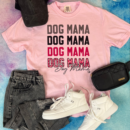 Dog Mama Repeat - Pink Leo Tee