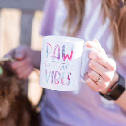 Paw-sitive Vibes [hand lettered] Coffee Mug - The Dapper Paw
