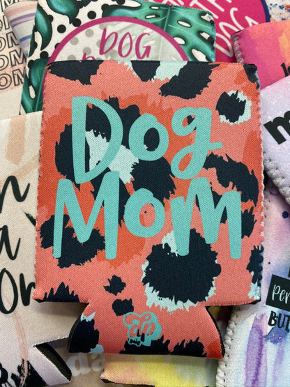 Dog Mom (Aqua/Leopard) Can Cooler - The Dapper Paw