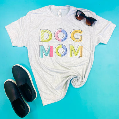 Color Block Dog Mom Tee | Ash DP1059