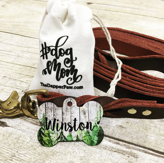 Wooded Trees Pet ID Tag - The Dapper Paw