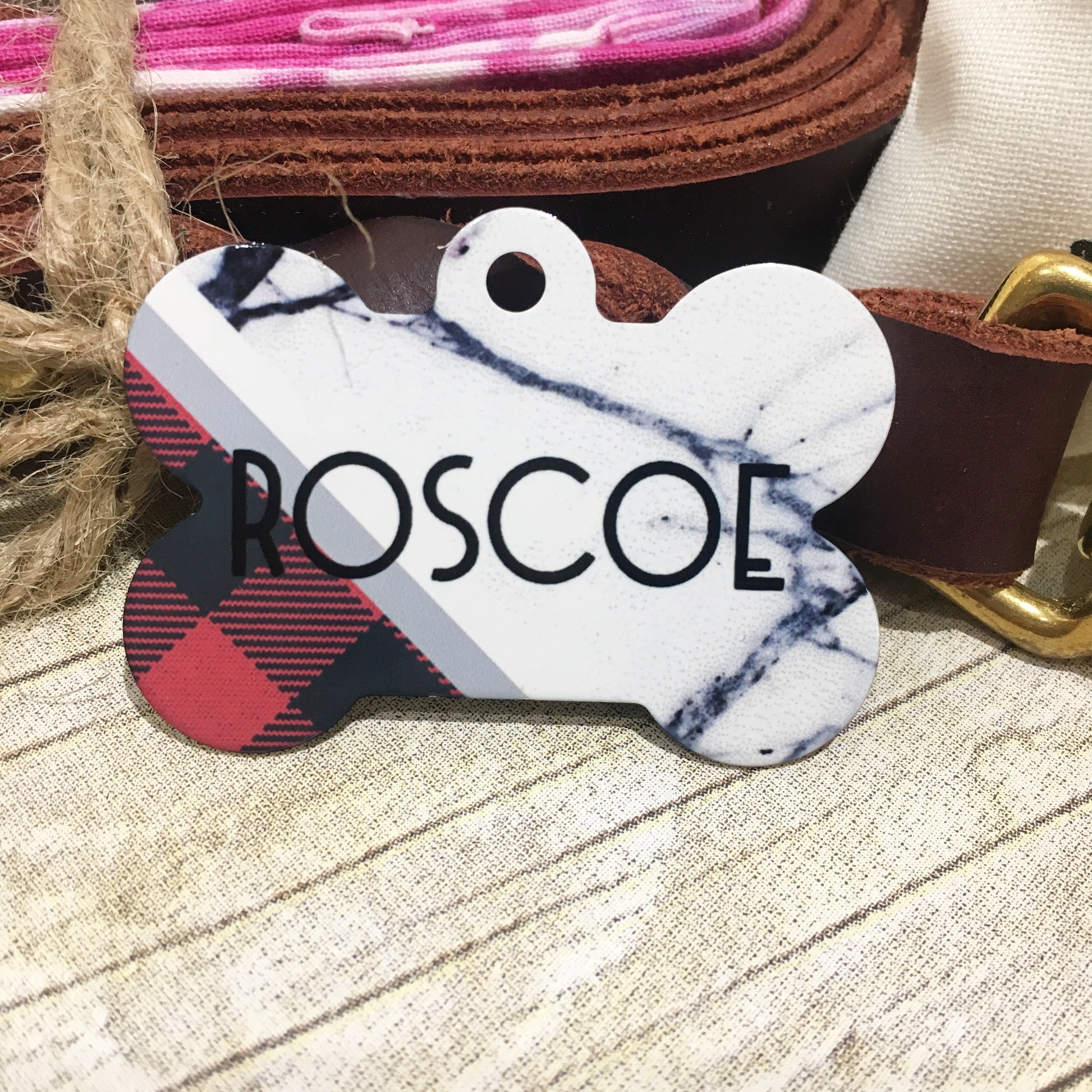 Plaid & Marble Pet ID Tag - The Dapper Paw