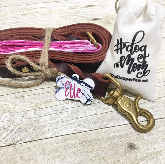 White Marble Pet ID Tag - The Dapper Paw