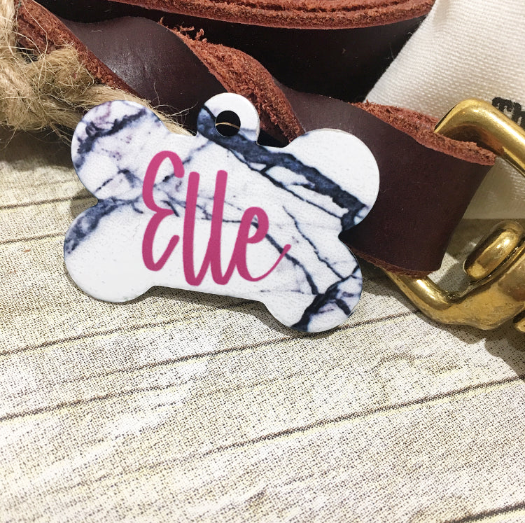 White Marble Pet ID Tag - The Dapper Paw