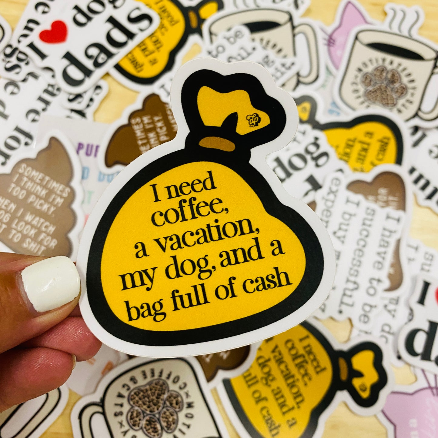 Bag Full of Cash Die Cut Sticker