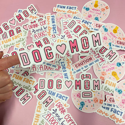 Pink Leopard Dog Mom Die Cut Sticker