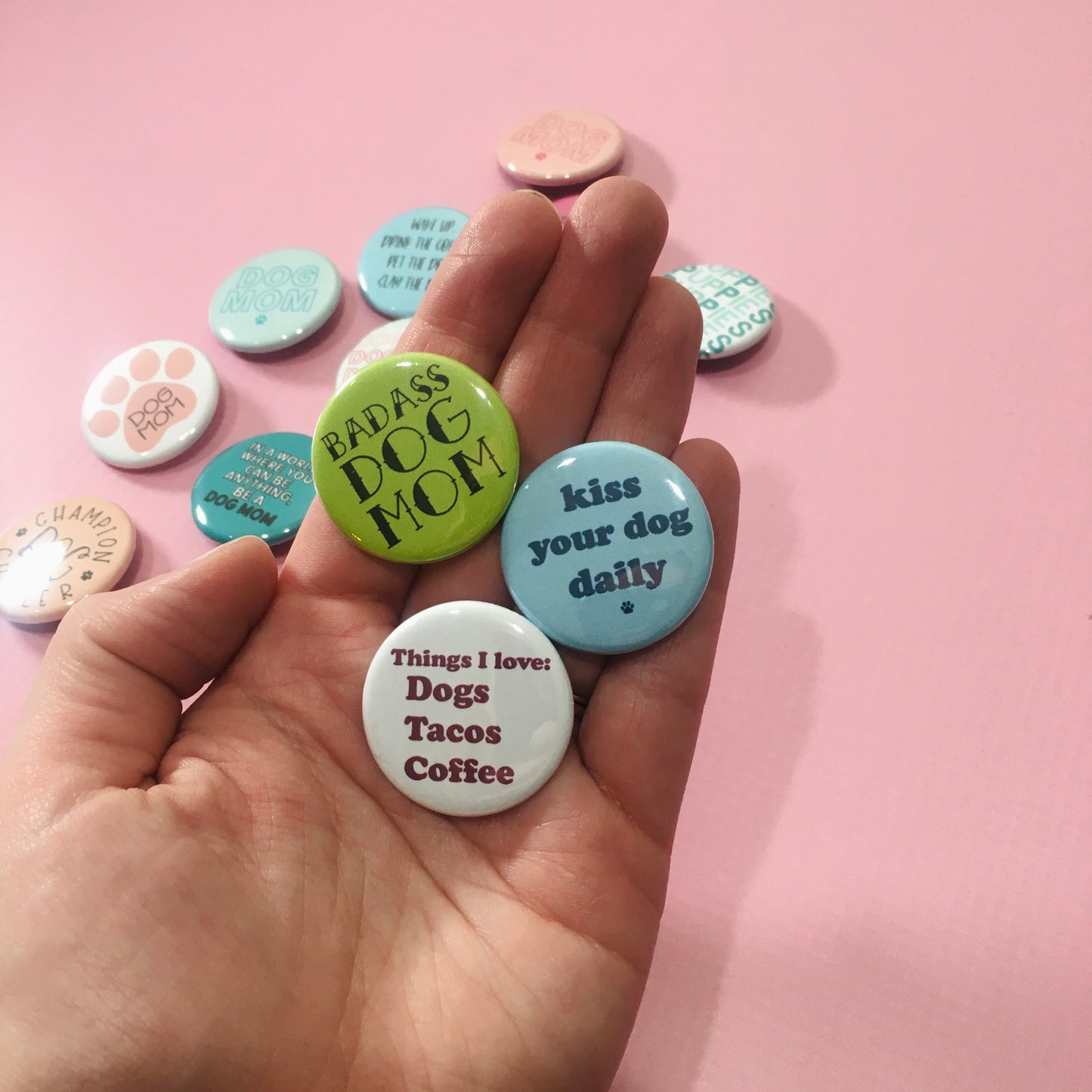 Badass Dog Mom Button - The Dapper Paw
