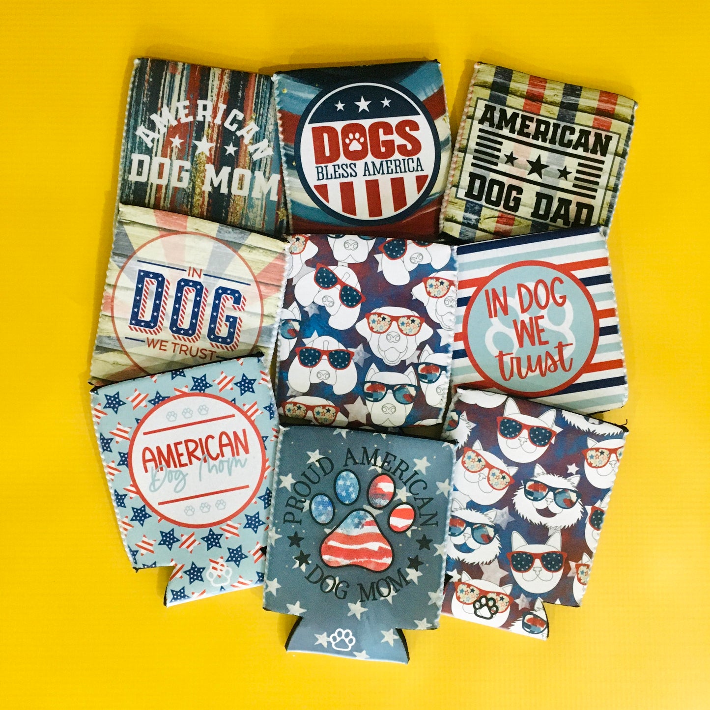 Patriotic Dog Can Cooler