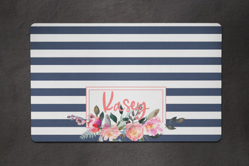 Navy Stripe Floral Placemat - The Dapper Paw