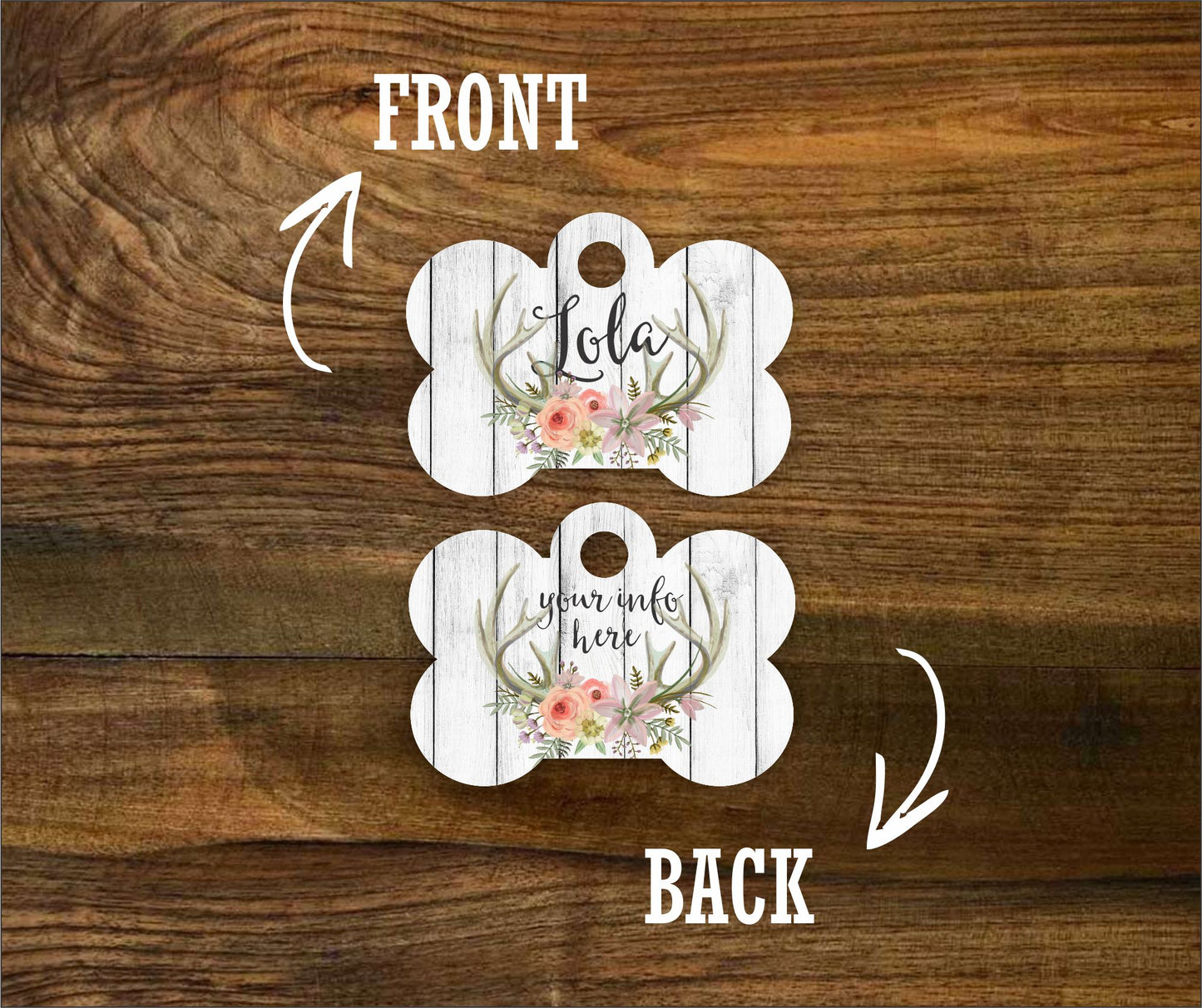 Floral Antler Pet ID Tag - The Dapper Paw