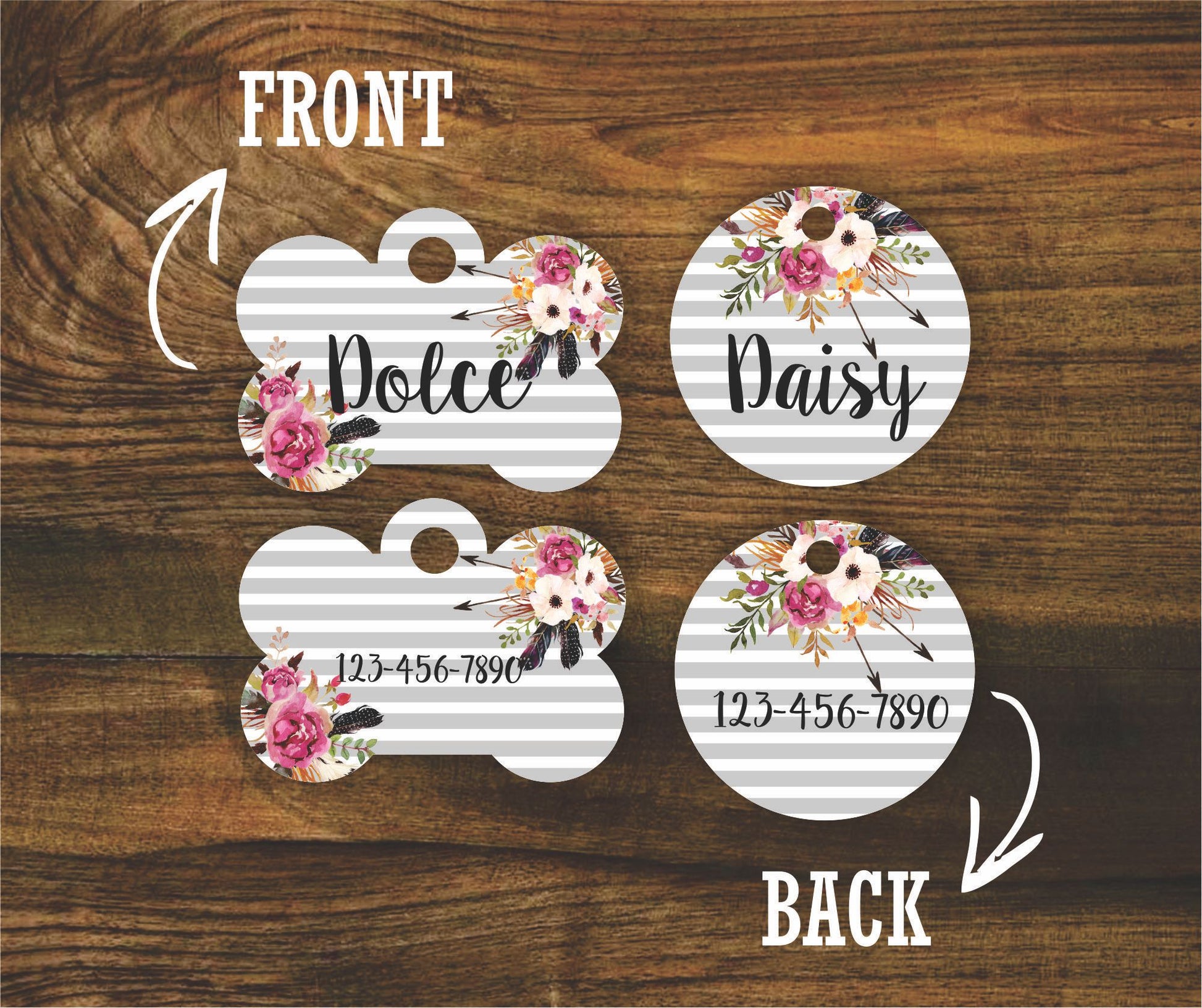 Floral Arrow Pet ID Tag - The Dapper Paw