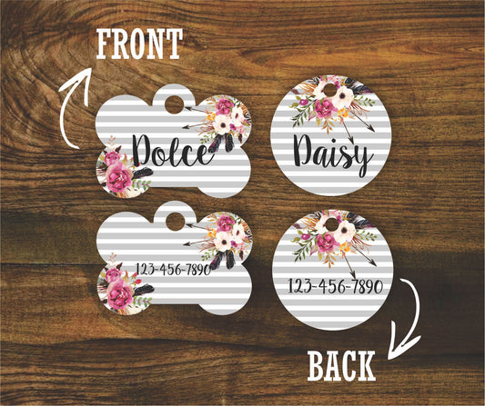 Floral Arrow Pet ID Tag - The Dapper Paw