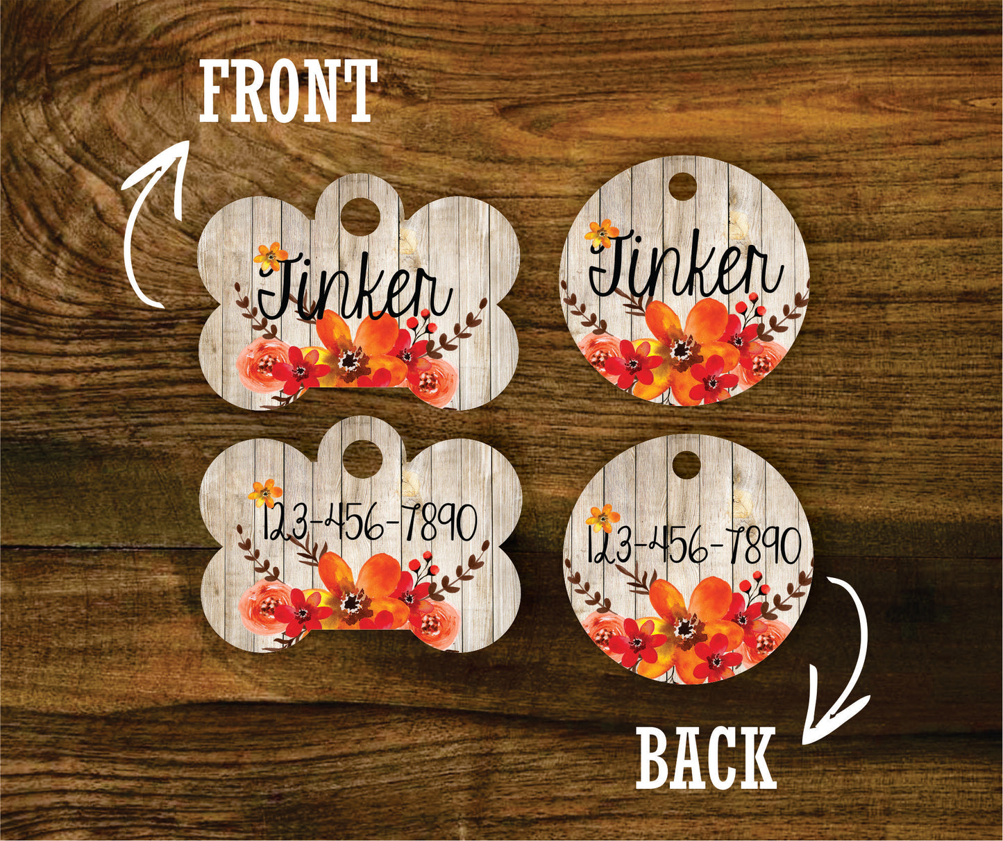 Watercolor Fall Floral Pet ID Tag - The Dapper Paw