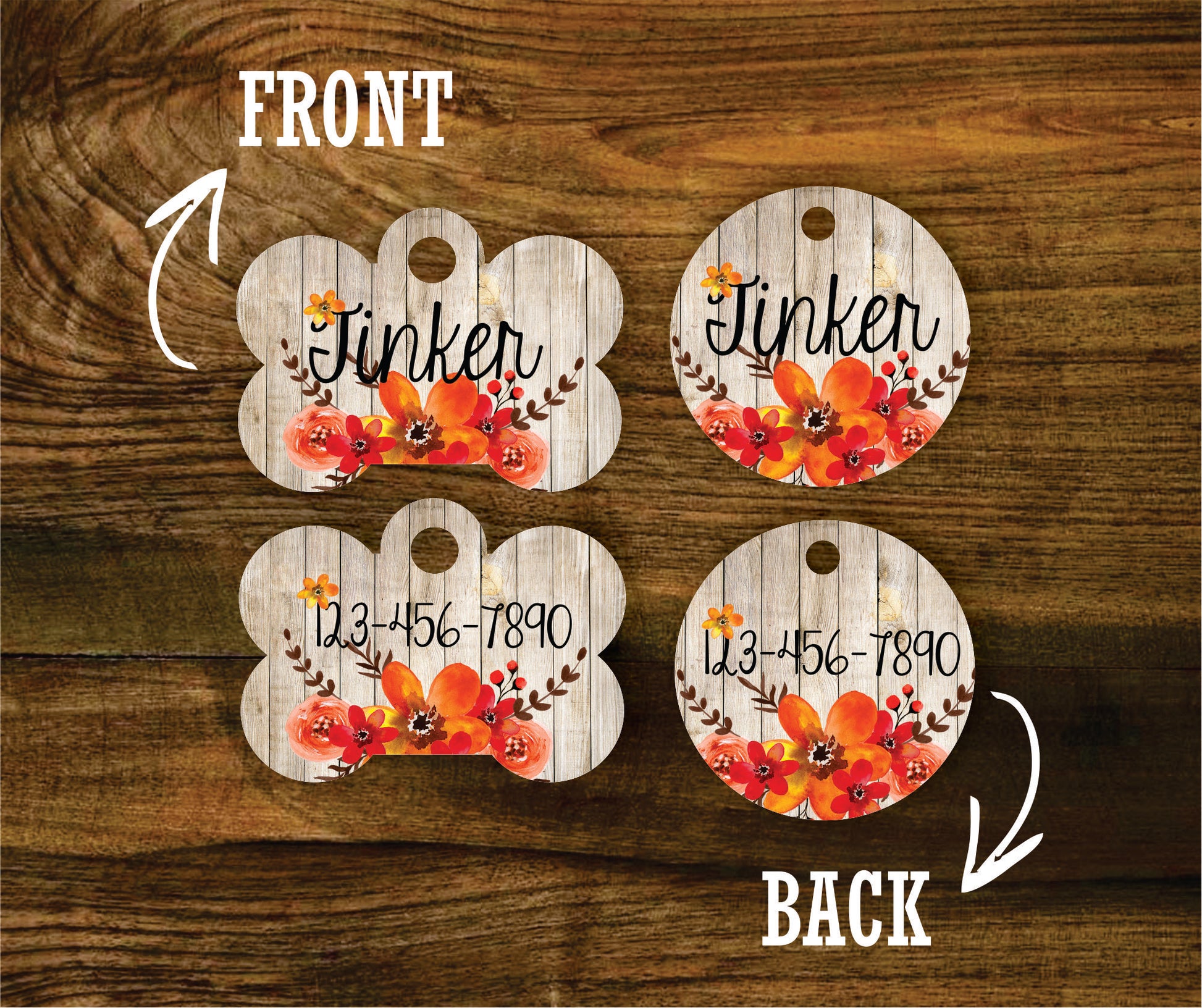 Watercolor Fall Floral Pet ID Tag - The Dapper Paw
