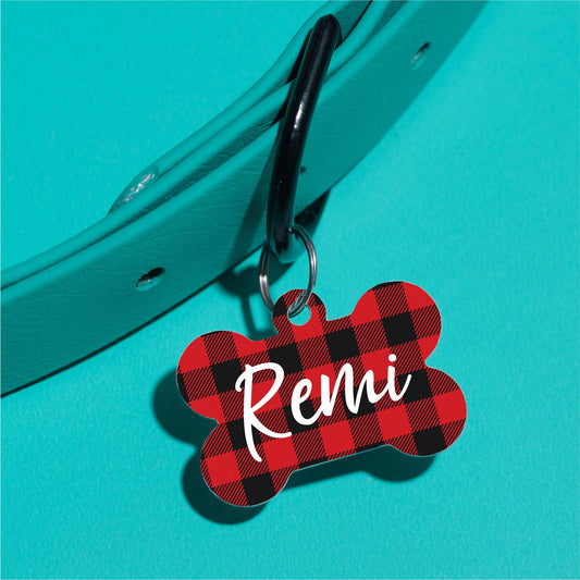 Buffalo Plaid (Large) Pet ID Tag - The Dapper Paw
