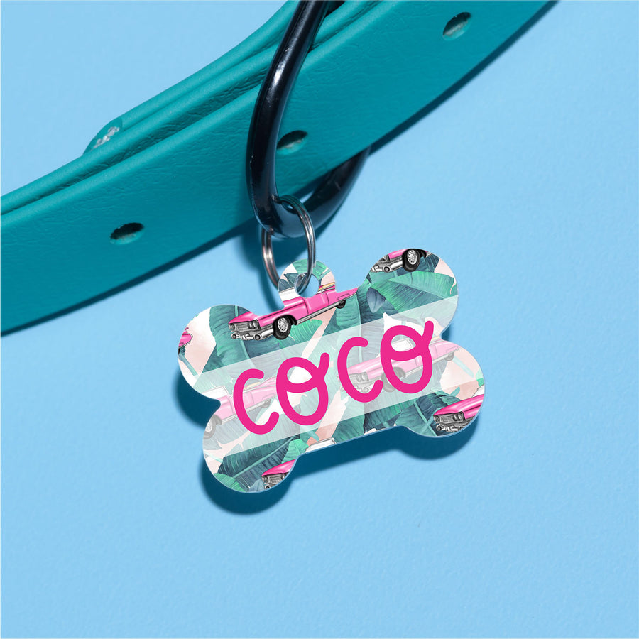 Classic Cars and Palms Pet ID Tag - The Dapper Paw